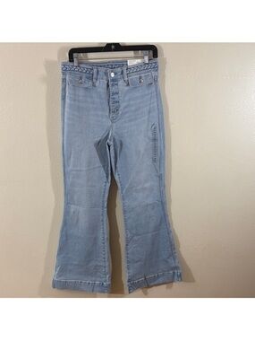 American Eagle Outfitters Light Wash Braided Waist Flare Jeans